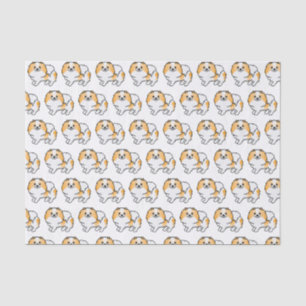 Papel De Seda Padrão De Cão De Cartoon Pomeraniano De Cor Partid