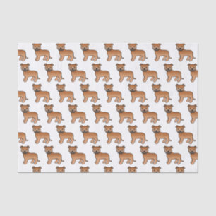 Papel De Seda Padrão de Cão de Cartoon Vermelho em Staffie Cute