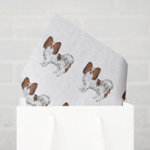 Papel De Seda Padrão de Cão de Cartoon Vermelho Sable Papillon