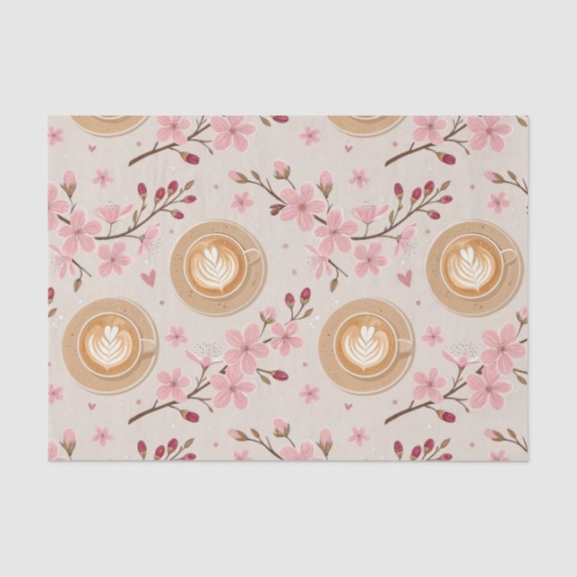 Papel De Seda Padrão de Capa de Café Flor de Cerejeira (7) (Frente )