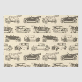 Papel De Seda Padrão de Carro vintage Beige Brown do Antigo Temp