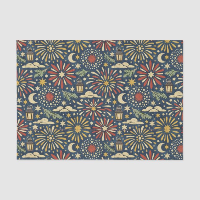 Papel De Seda Padrão de Celebração do Fogo de Herança (Frente )