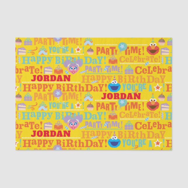 Papel De Seda Padrão de Celebração do Sesame Pals (Frente )