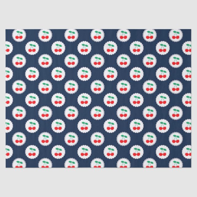Papel De Seda Padrão de Cereja – Presente & Decoração de Frutas  (Frente )