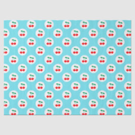 Papel De Seda Padrão de Cereja - Presente e Decor de Fruta Retro