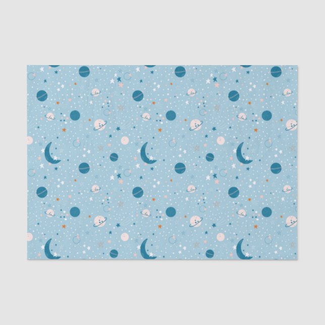 Papel De Seda Padrão de Céu Azul e Espaço (Frente )