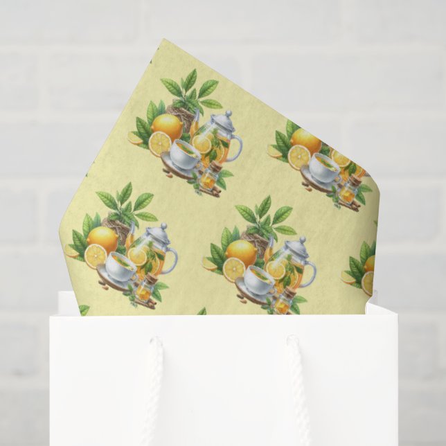 Papel De Seda Padrão de chá de limão xadrez fofo (Sacola de presentes)