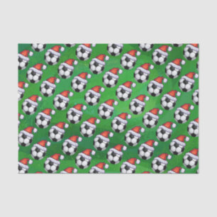 Papel De Seda Padrão de Chapéu Santa Bola de Futebol em Verde