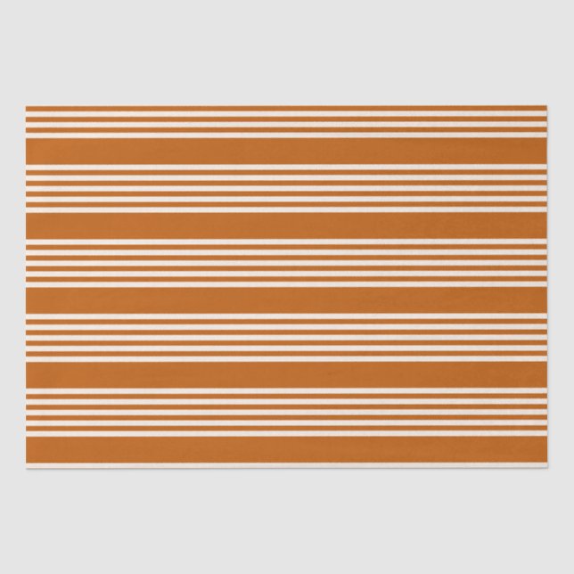 Papel De Seda Padrão de cinco faixas de bege e laranja queimado (Frente )