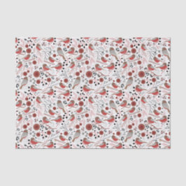 Papel De Seda Padrão De Cinza Vermelha De Frango Com Floral