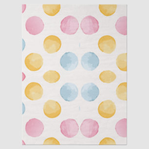 Papel De Seda Padrão de Círculo Amarelo, Rosa e Azul Moderno
