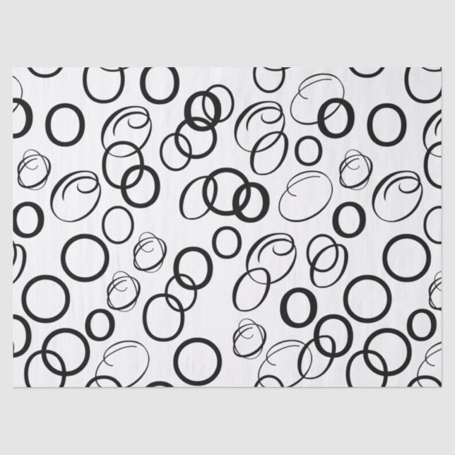 Papel De Seda Padrão de Círculo Preto e Branco Abstrato (Frente )