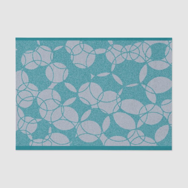 Papel De Seda Padrão de Círculos Azul-turquesa Abstratos (Frente )