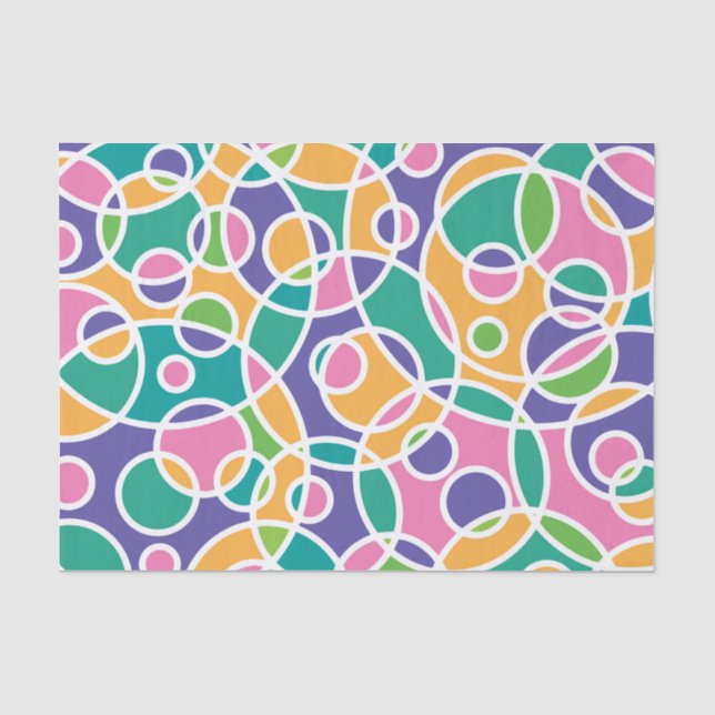 Papel De Seda Padrão de Círculos Coloridos e Malucos (Frente )