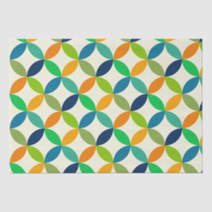 Papel De Seda Padrão de Círculos Geométricos de Meio século Mini