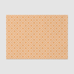 Papel De Seda Padrão de Círculos Geométricos Laranja e Branco