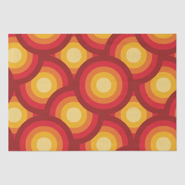 Papel De Seda Padrão de Círculos Groovy dos Anos 70 Retrô (Frente )