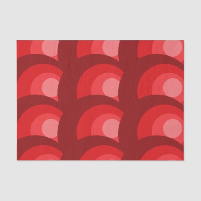 Papel De Seda Padrão de Círculos Vermelhos Retrô (Frente )