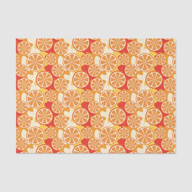 Papel De Seda Padrão de Citrus Laranja Retroativos (Frente )