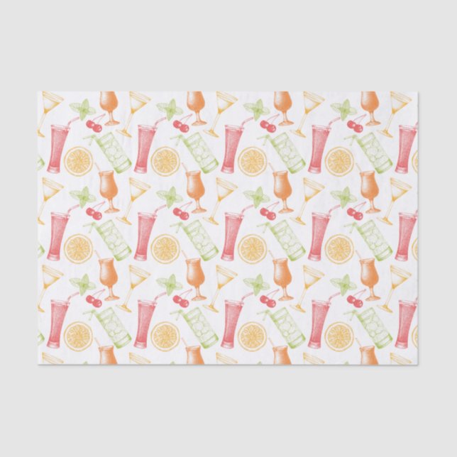 Papel De Seda Padrão de Cocktail esboçado (Frente )
