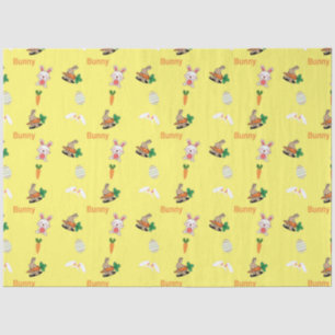 Papel De Seda Padrão de coelho & cenouras em amarelo