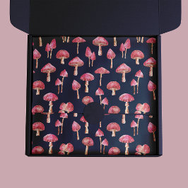 Papel De Seda Padrão de Cogumelo Rosa