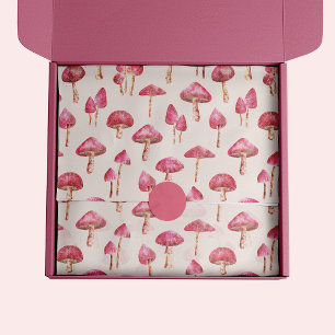 Papel De Seda Padrão de Cogumelo Rosa