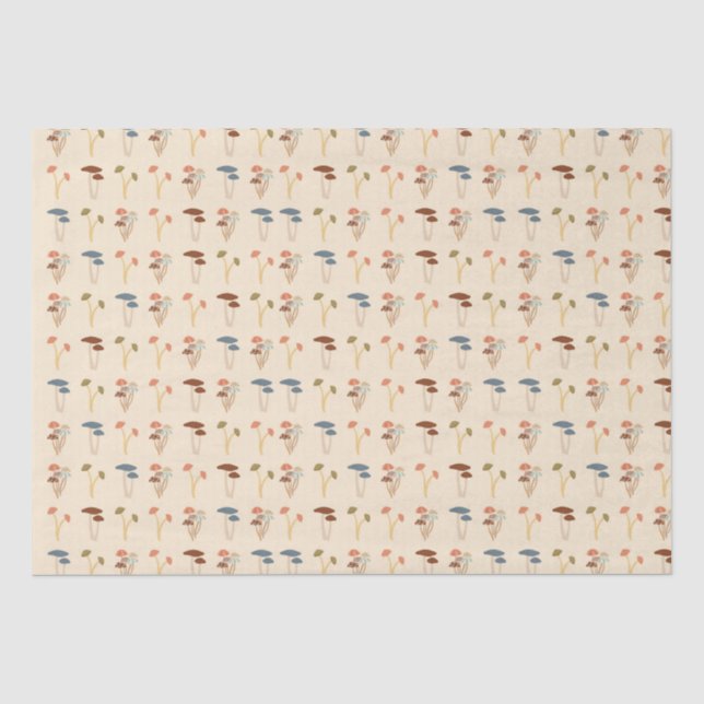 Papel De Seda Padrão de Cogumelos (Frente )