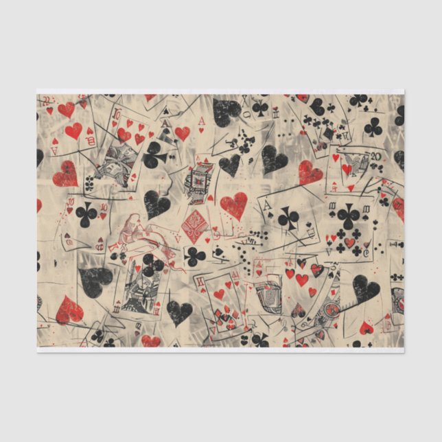 Papel De Seda Padrão de Colagem de Cartas de Baralho  (Frente )