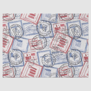 Papel De Seda Padrão de Colagem de Selos Postais Vintage (2)