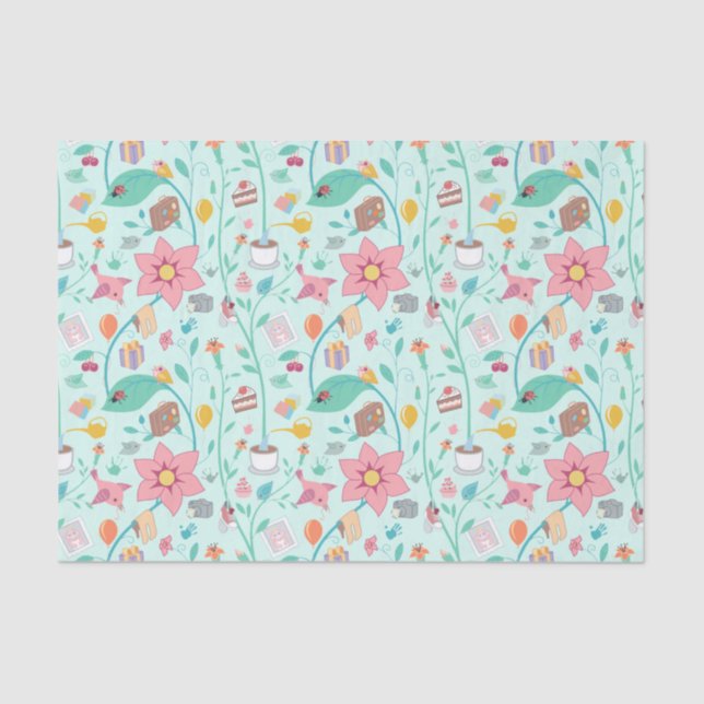 Papel De Seda Padrão de colagem do Dia de as mães Whimsical (Frente )