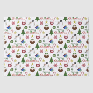 Papel De Seda Padrão de Combinação de Ilustração de Natal