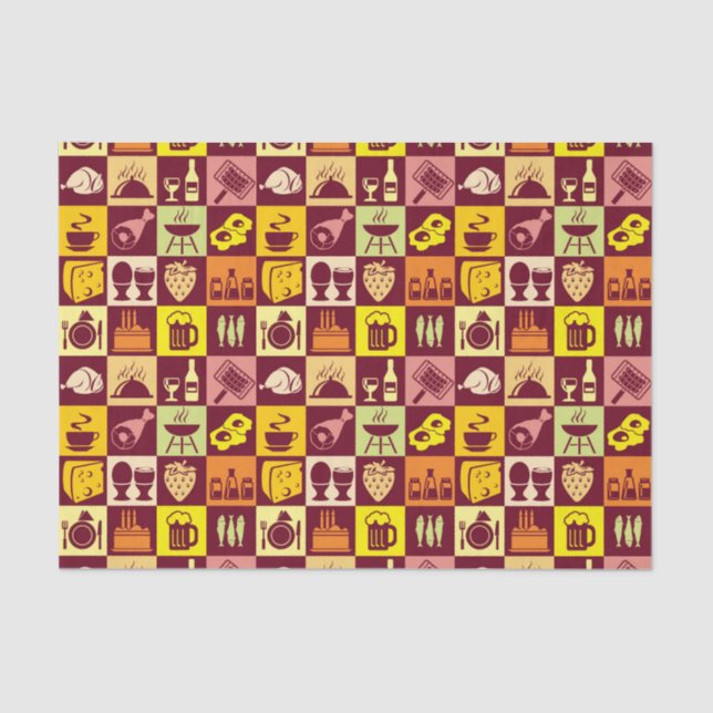 Papel De Seda Padrão de Comida 3 (Frente )