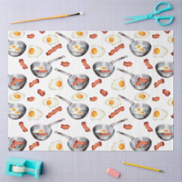 Papel De Seda Padrão de Comida de Bacon e Ovos no Café da Água