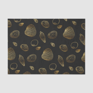 Papel De Seda Padrão de conchas na moda Douradas e pretas
