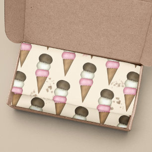 Papel De Seda Padrão de Cone de Sorvete Cute