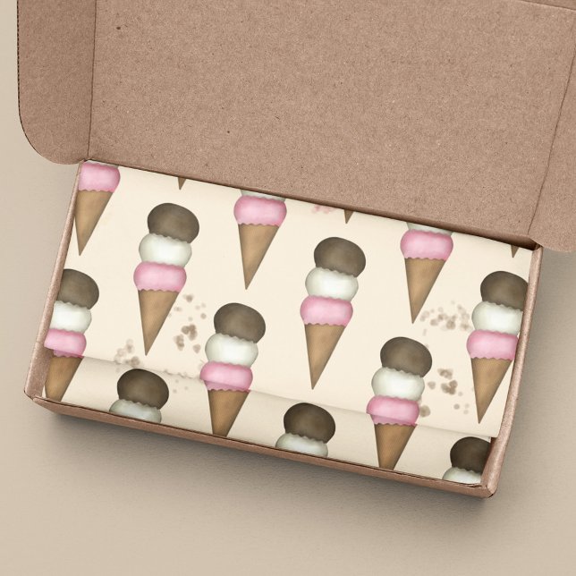 Papel De Seda Padrão de Cone de Sorvete Cute (Criador carregado)