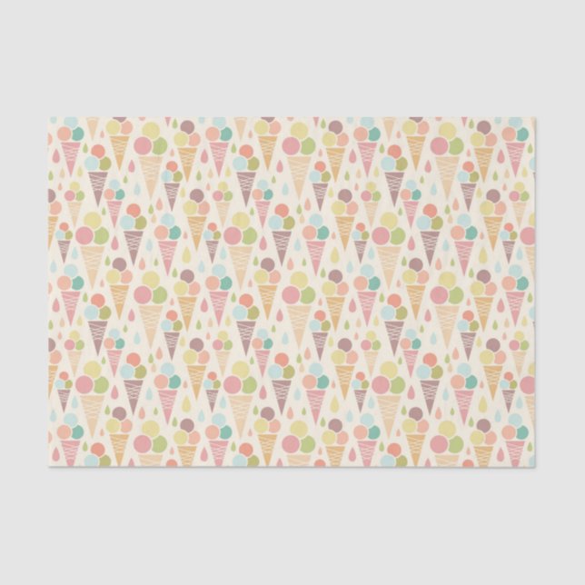 Papel De Seda Padrão de cones de Sorvete (Frente )