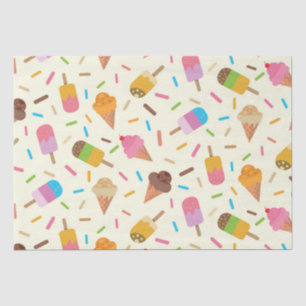 Papel De Seda Padrão de cones de sorvete e picolés fofos