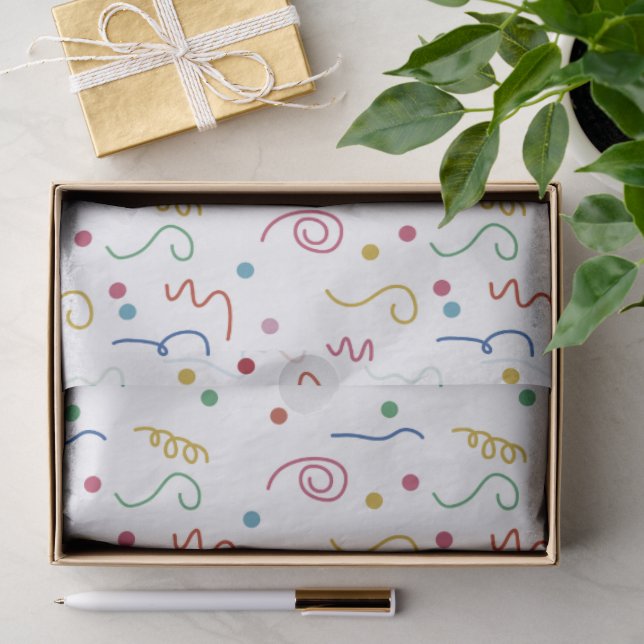 Papel De Seda Padrão de Confetes de Festa Coloridos (Presente)