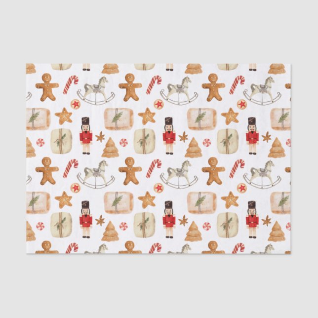 Papel De Seda Padrão de Cookie de Noz-Natal Feriado de inverno (Frente )