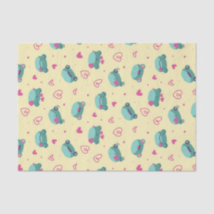 Papel De Seda Padrão de Coração de Amor de Sapo Fofo Dia dos Nam