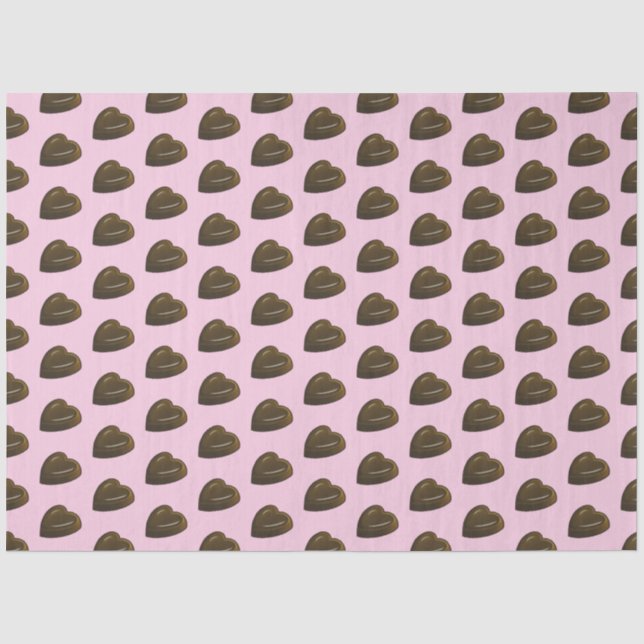 Papel De Seda Padrão de Coração de Chocolate Bonito (Frente )