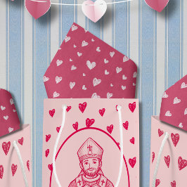 Papel De Seda Padrão de Coração Desenhado à Mão Vermelho e Rosa