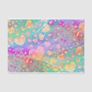 Papel De Seda Padrão de Coração Engraçado XI - cor pastel