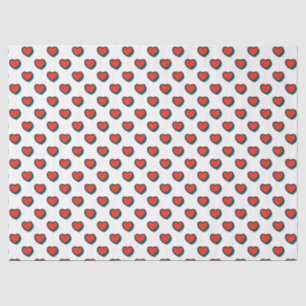 Papel De Seda Padrão de Corações Brancos Azuis Azuis Vermelhos d