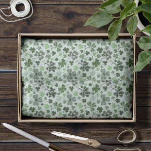 Papel De Seda Padrão de Corações de Trevo de Três Folhas Verde C
