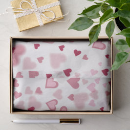 Papel De Seda Padrão de Corações Lindos Rosa