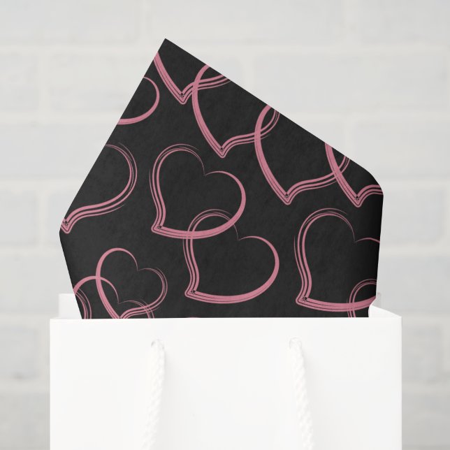 Papel De Seda Padrão de Corações Rosa (Sacola de presentes)