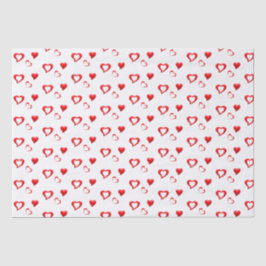 Papel De Seda Padrão de Corações Vermelhos | Amor de Dia dos Nam